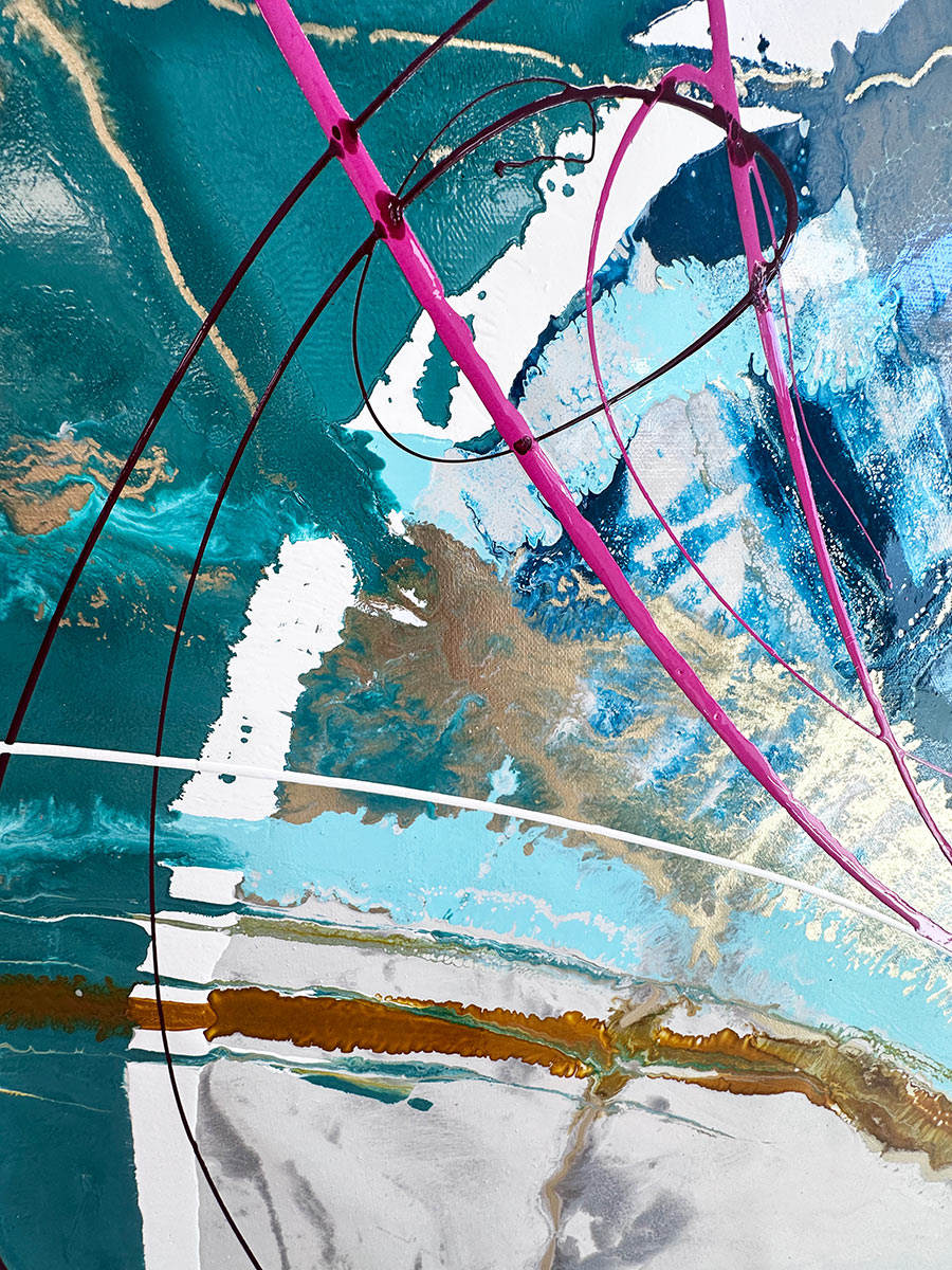aqua green and pink paint strokes on a canvas (1) aqua green and pink paint strokes on a canvas