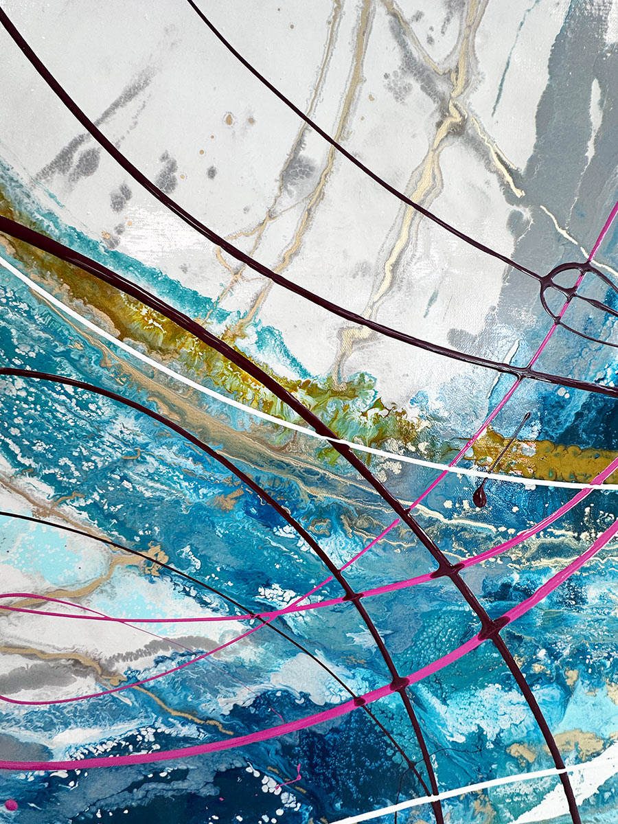 aqua green and pink paint strokes on a canvas (2) aqua green and pink paint strokes on a canvas