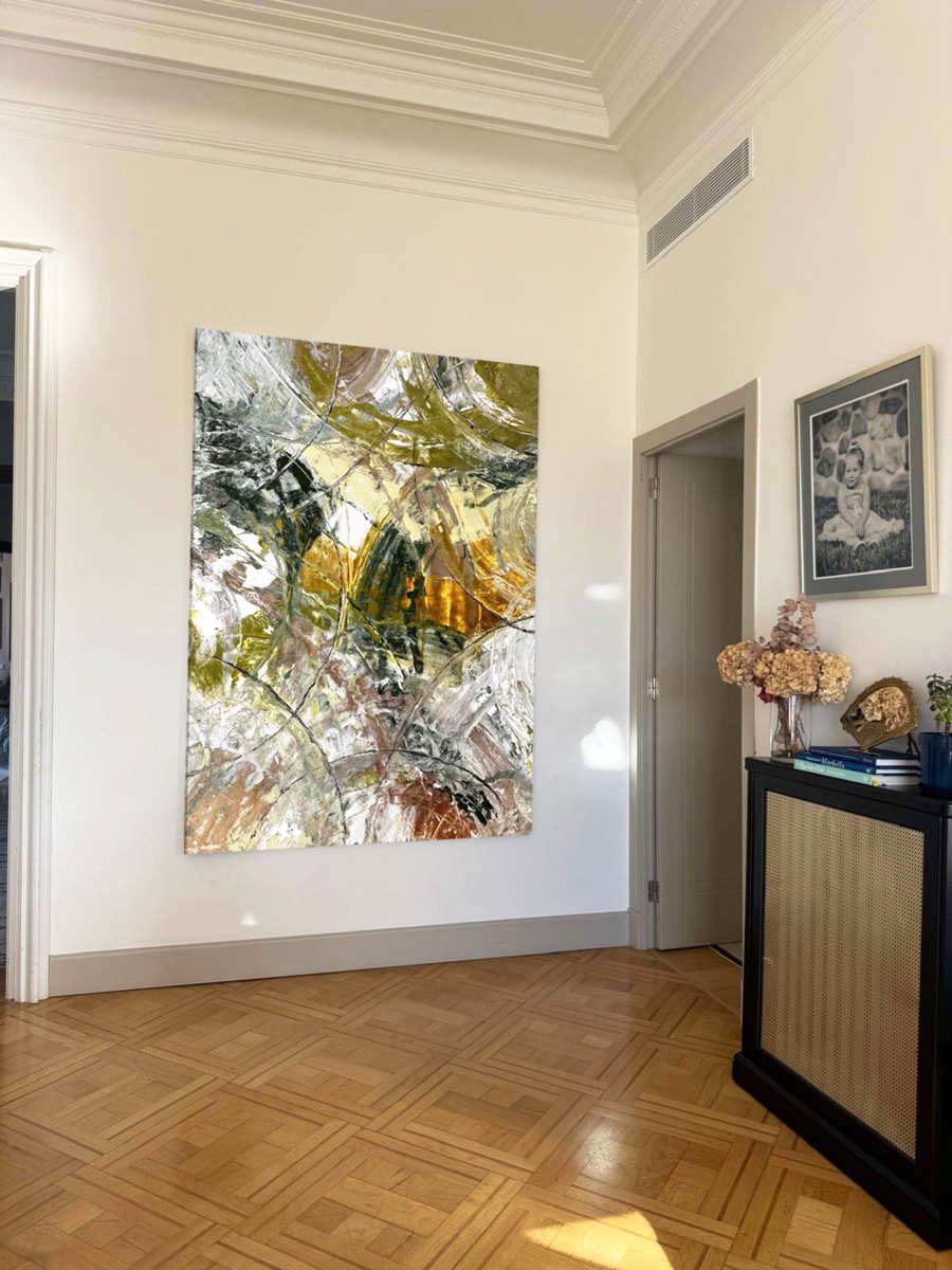 green abstract art in a living room space green abstract art in a living room space