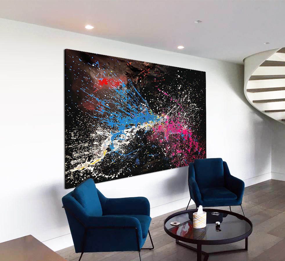 landscape cosmos universe inspired large art on a white wall space landscape cosmos universe inspired large art on a white wall space