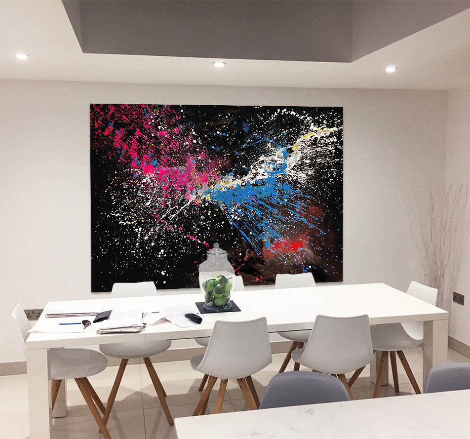 very large pink and blue splash painting like the universe very large pink and blue splash painting like the universe