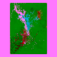 very large splash painting with pink and blue