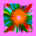very large square multi coloured sun burst painting